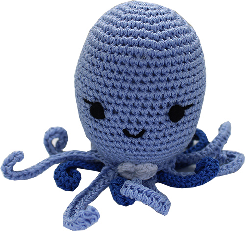 Knit Knacks Ollie the Octopus Organic Cotton Small Dog Toy